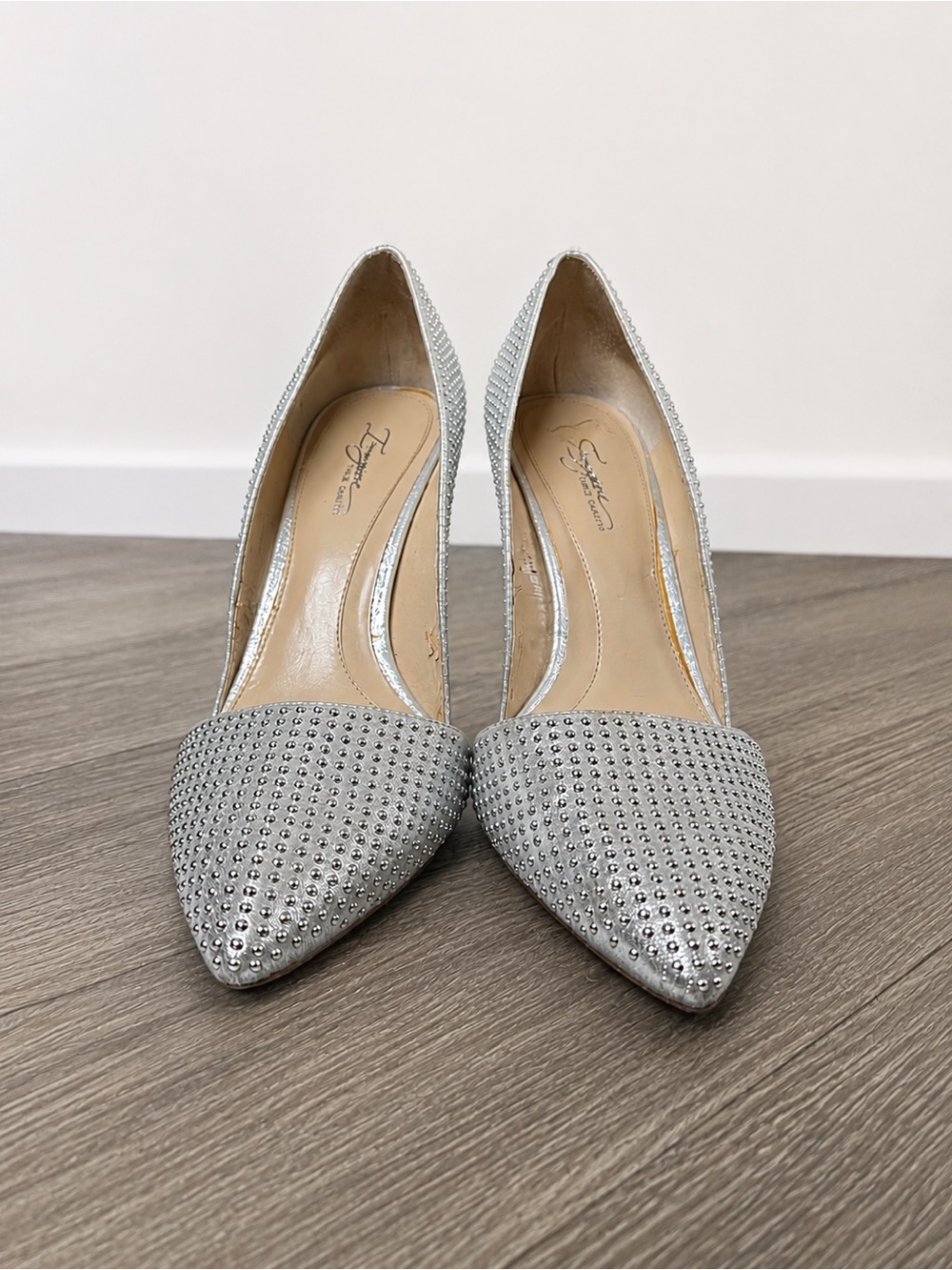 Imagine Vince Camuto | Silver Rhinestone Pointed Toe Stiletto Heels | Size 7.5
